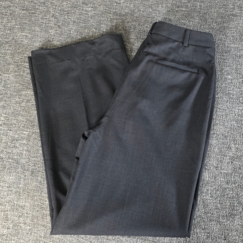 Brooks Brothers Stretch Wool Wide Leg Trousers Charcoal Gray Size 6 Made in USA